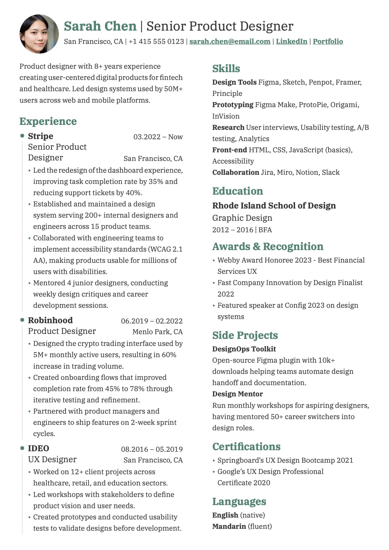 Product Designer CV