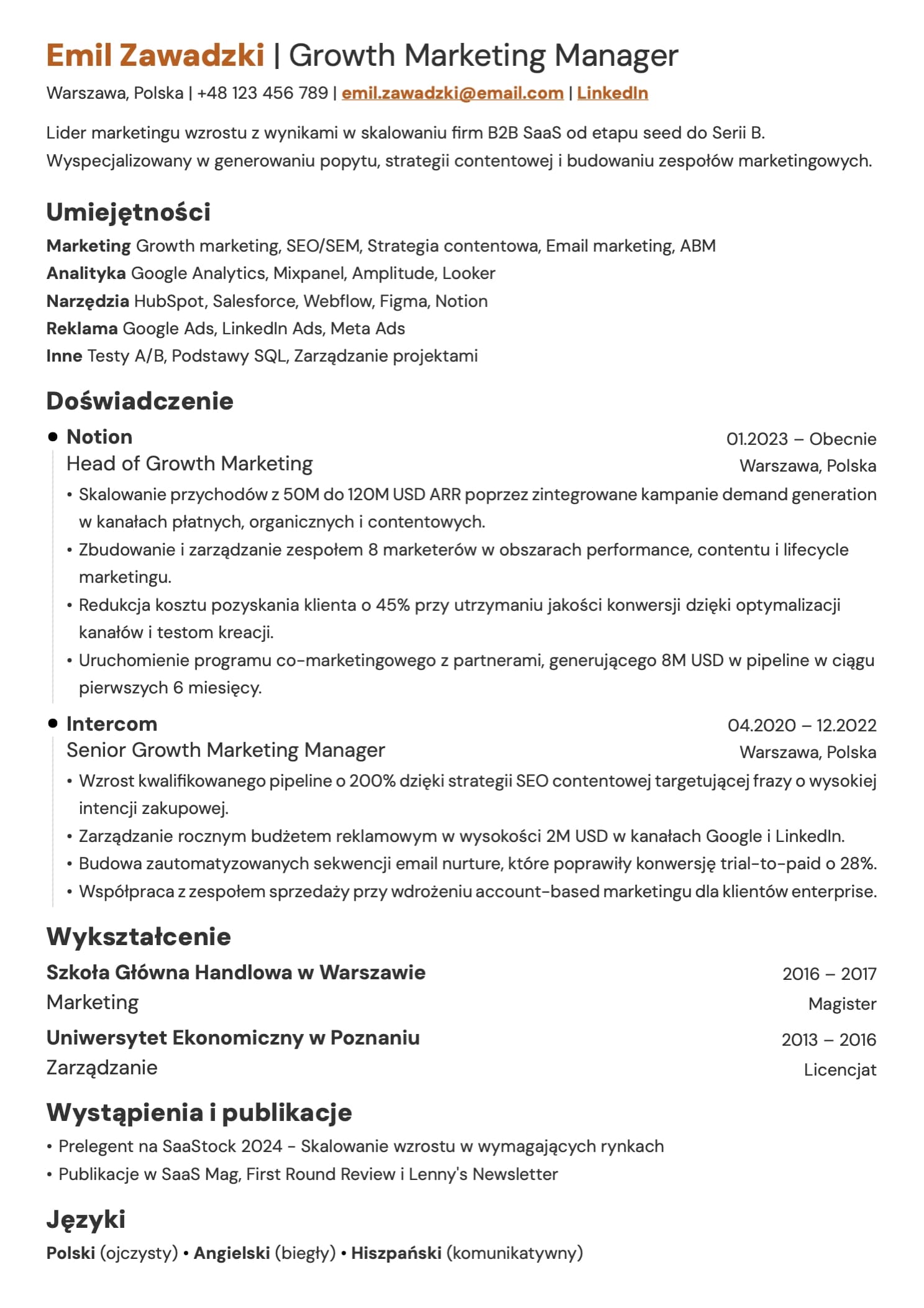 Marketing Manager CV